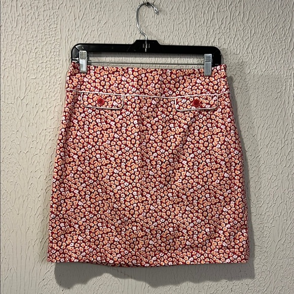 Fairway & Greene Cotton Floral Red Skirt size 6 - Picture 1 of 10